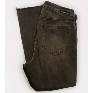 Hollister High Rise Mom Jeans Womens Size 11R Distressed Frayed Hem Dark Wash